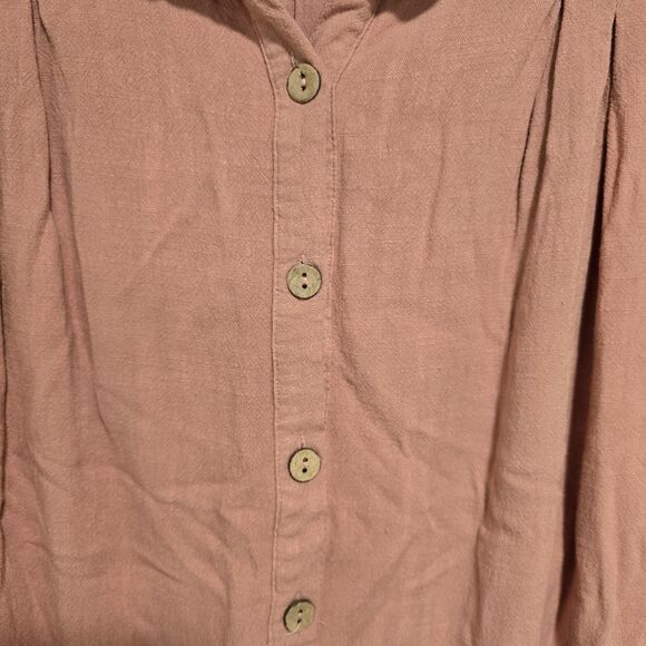 Allie Rose Linen Cotton Blend Boho Beachy Romper Small Mauve Pink Summer Spring - Picture 2 of 11